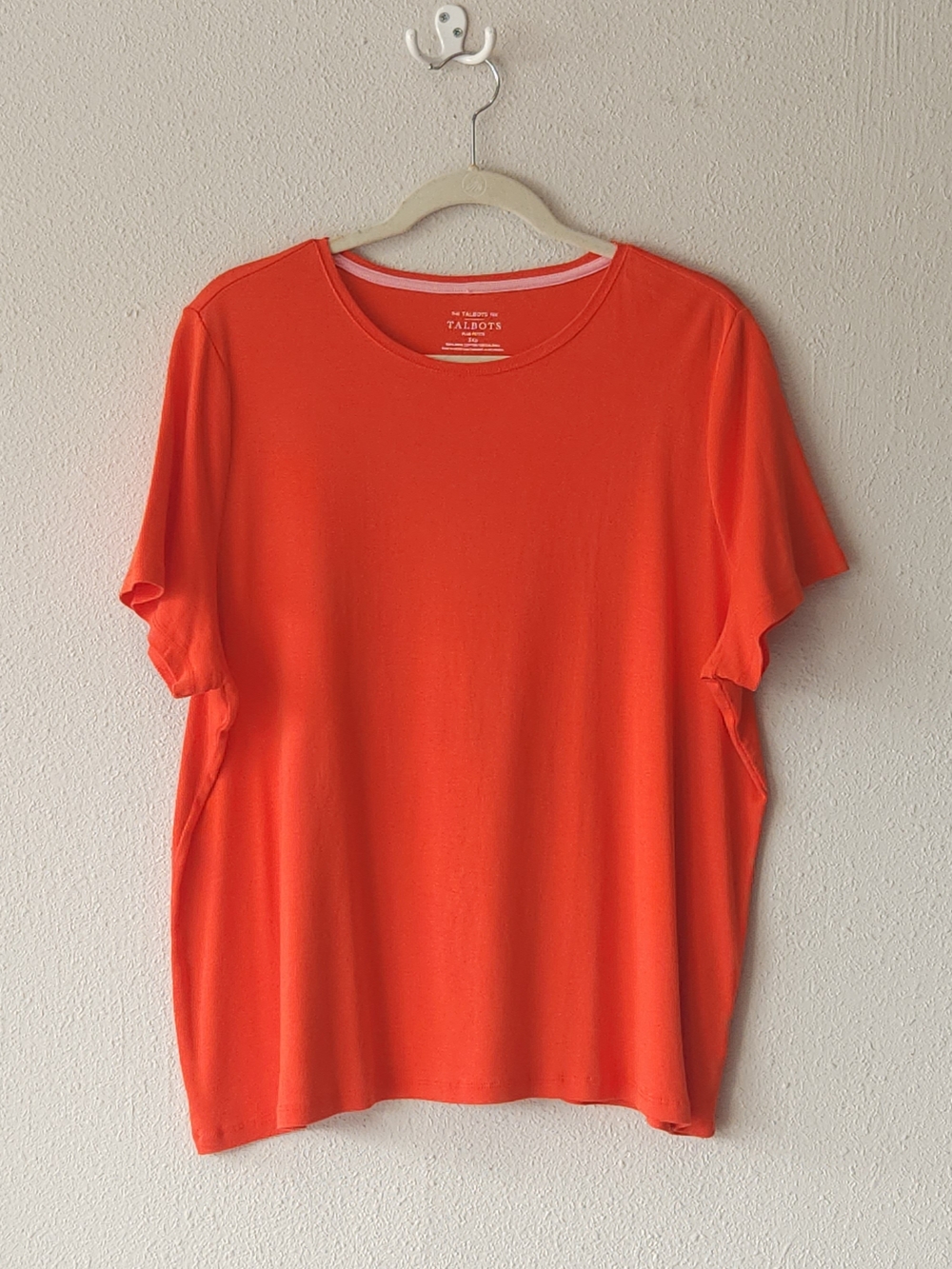 Talbots Women's Crewneck Short Sleeve Top in Orange-Red PLUS SIZE PETITE 3XP